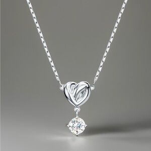 Swarovski Lifelong Heart Pendant Necklace Silver Round W/ Box